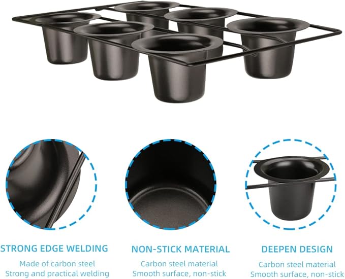 6 Cup Nonstick Popover Pans, Muffin Tin, Large Deep Cupcake Baking Pan, Muffin Pans for Baking Sets Non Stick