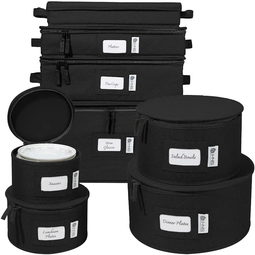Hard Shell China Storage Containers (Black, 8 Pack China Storage Containers)