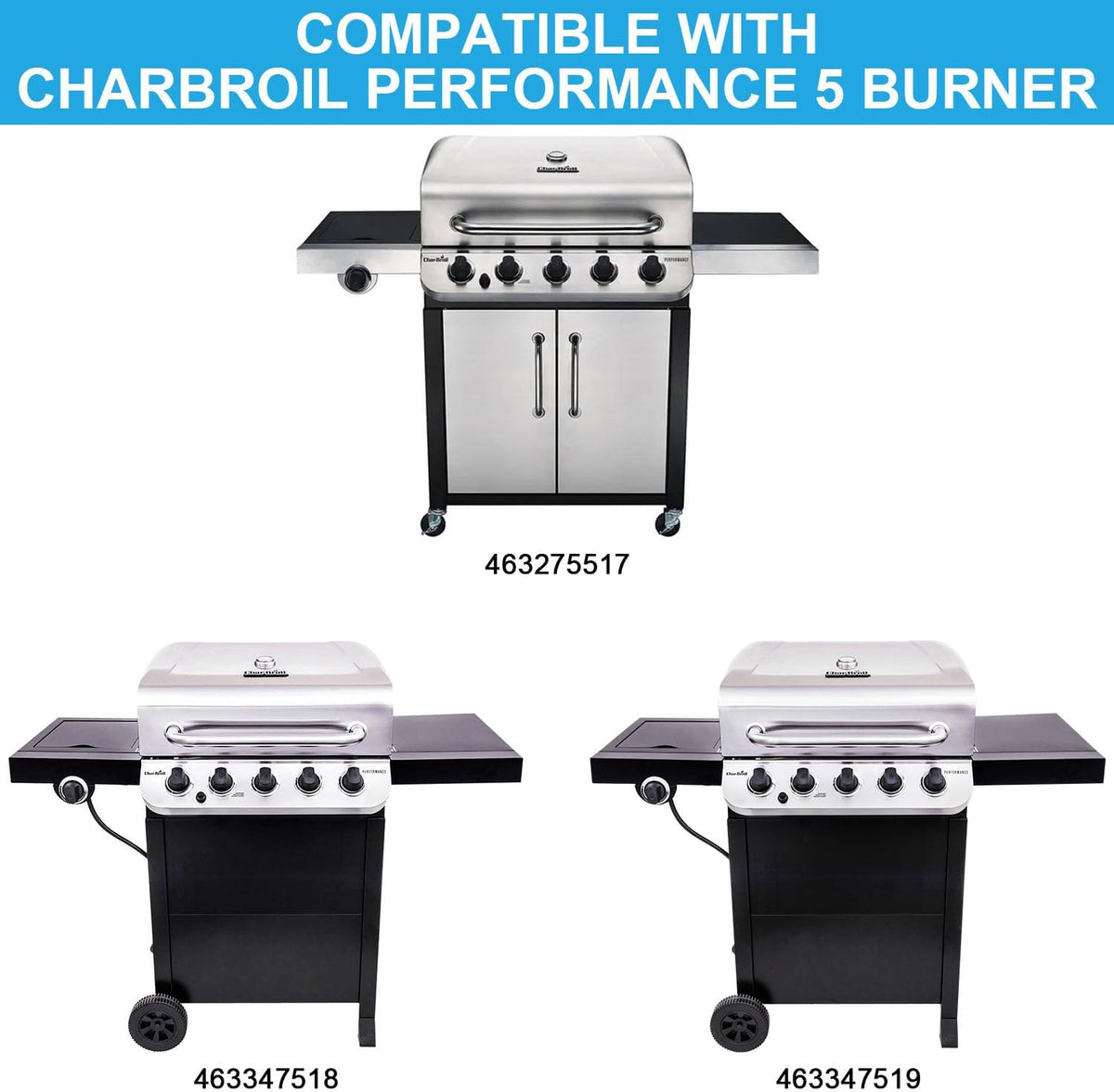 Griddle Inserts for Charbroil Performance 5 Burner Grill, Flat Top Griddle for Charbroil Grill 463275517 463243518 463243519 463275717 463372017 463348017, Replace for G470-0002-W1 G470-0003-W1