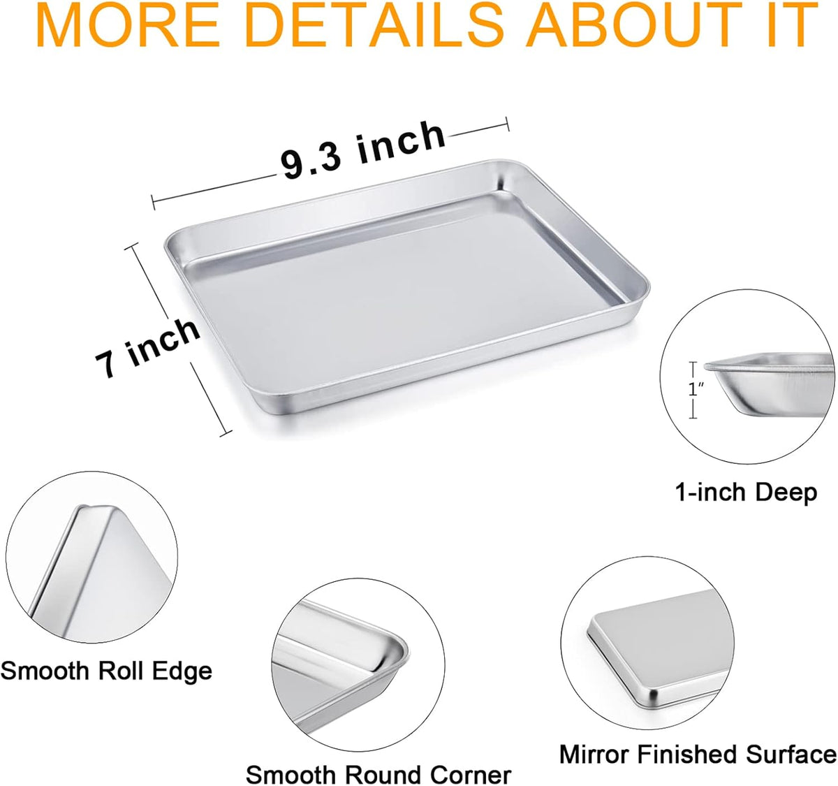 TeamFar Toaster Oven Tray and Rack Set, 9.3’’ x 7’’ x 1’’, Stainless Steel Toaster Oven Pan Broiler Pan, Non Toxic & Healthy, Easy Clean & Dishwasher Safe