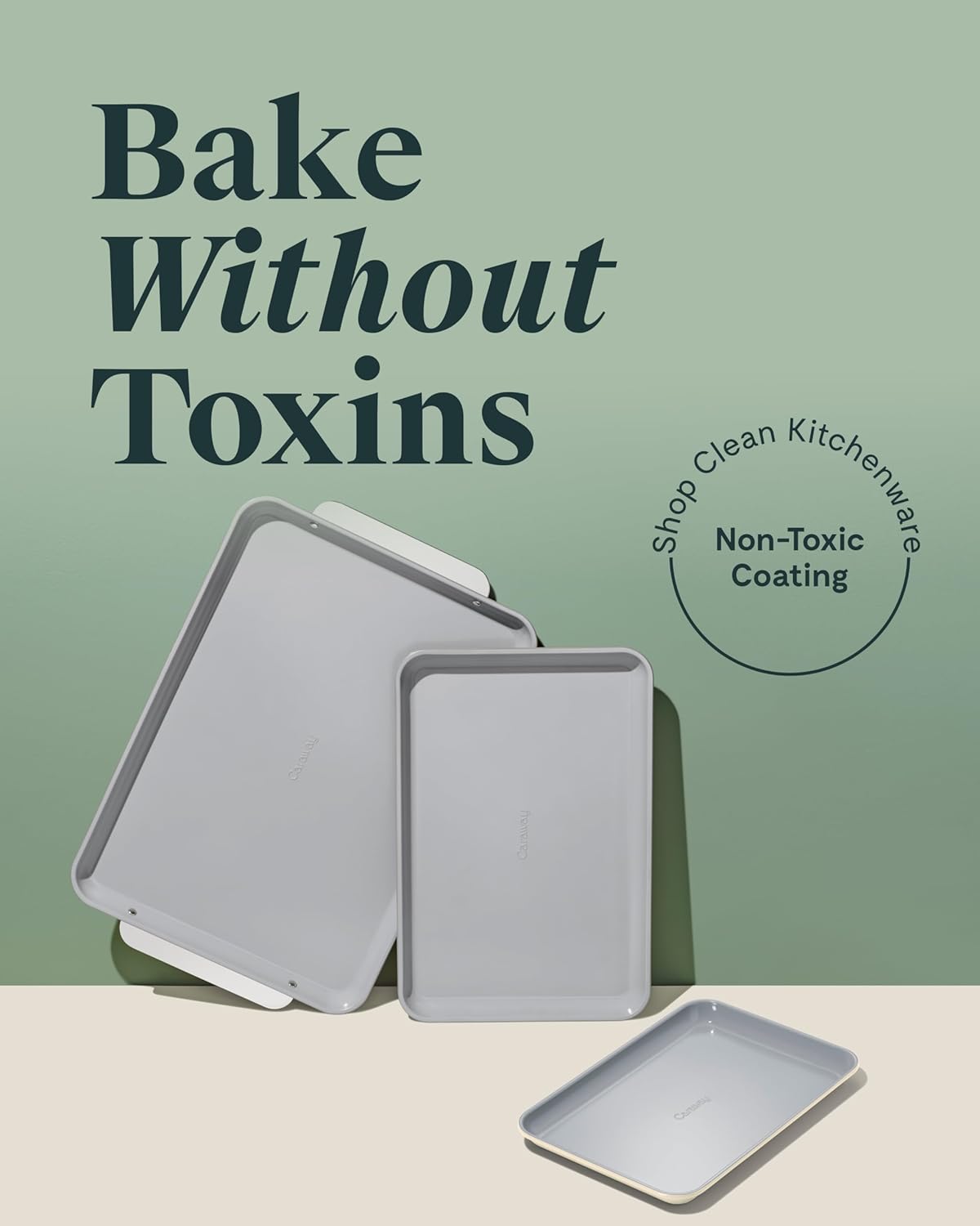 Caraway Non-Stick Ceramic Baking Sheet Trio - Naturally Slick Ceramic Coating - Non-Toxic, PTFE & PFOA Free - 18 x 13 Large, 15 x 10 Medium, & 9" x 13" Small - Black