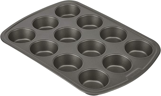 GoodCook Everyday Nonstick Steel Muffin Pan, 12 cup, Gray