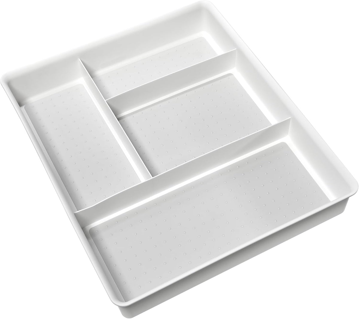 Madesmart Classic 4-Compartment Drawer Organizer Gadget Tray, Plastic Multipurpose Storage Bin for Drawers, White