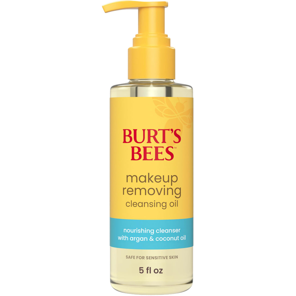 Burt's Bees Makeup Removing Cleansing Oil; Normal and Dry Skin; Safe for Sensitive Skin; Coconut and Argan Oils; Does Not Clog Pores; Hydrates, Nourishes; Non Greasy; Convenient Pump;(1) 5 Fl. Oz.