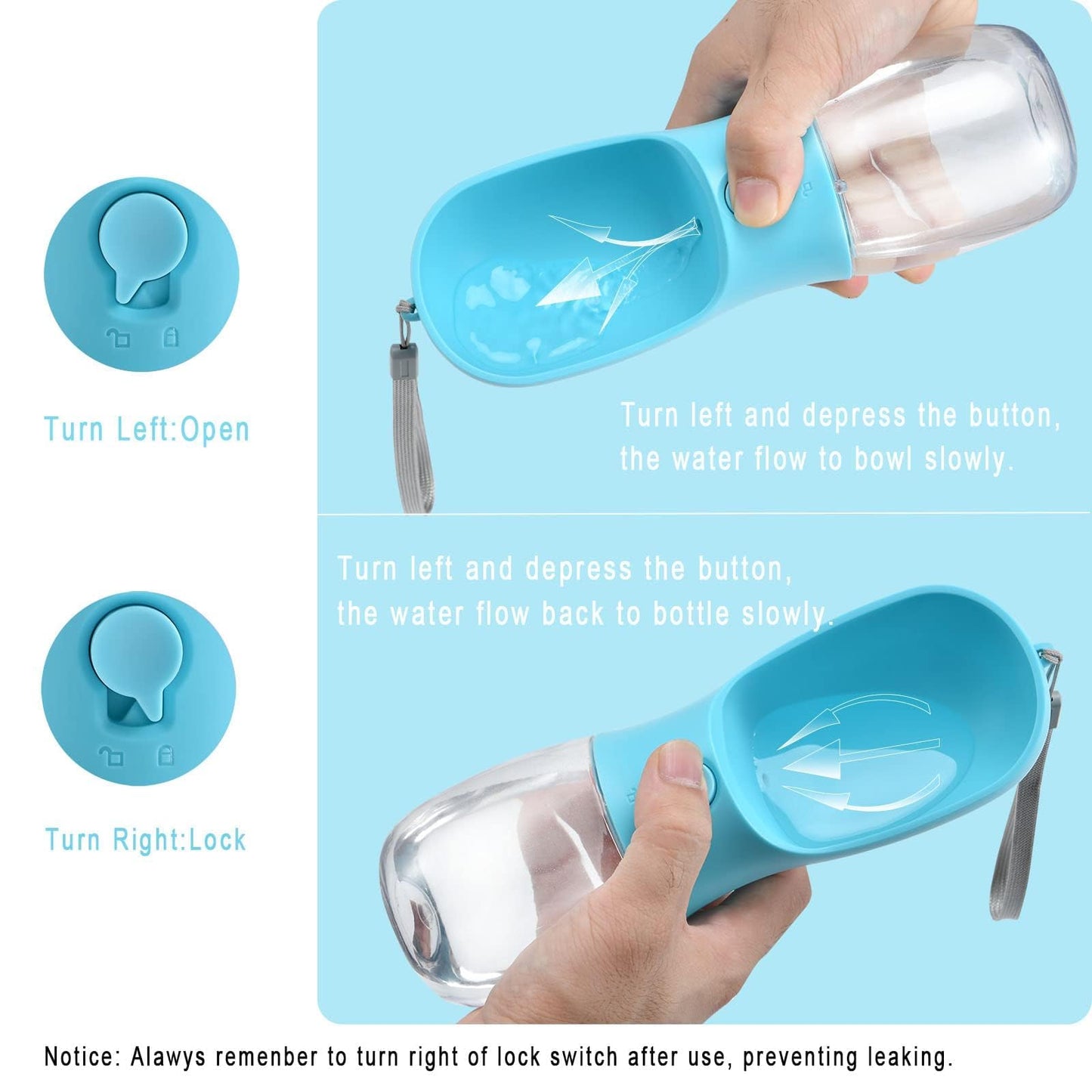 Cibaabo Dog Water Bottle Portable with Food Container & Filter for Travel