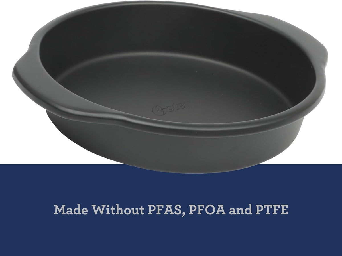 Oster Teston 9" Round Nonstick Carbon Steel Cake/Bake Pan - Matte Black