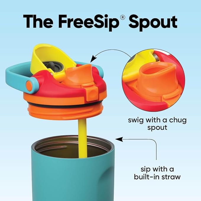 Owala FreeSip Sway Insulated Stainless Steel Water Bottle with Two-Way Spout, Built-In Straw and Bucket Handle, Made for Travel, School, and Sports, 40oz, BPA Free, Leak Proof, Summer Sweetness