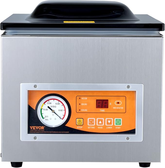 VEVOR Chamber Vacuum Sealer, 260W Sealing Power, Vacuum Packing Machine for Wet Foods, Meats, Marinades and More, Compact Size with 10.2 in Sealing Length, Applied in Home Kitchen