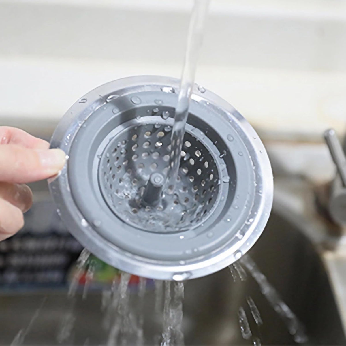 2 Pack Kitchen Sink Drain Strainer Silicone Stainless, Drain Protector,Prevent Clogging, Large Wide Rim 4.5 inch Diameter, Tools Home Improvement (Gray)