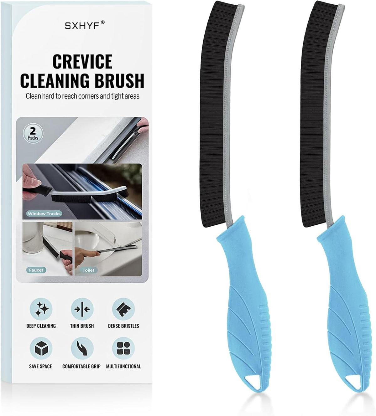 SXhyf Crevice Cleaning Brush - Grout Scrub Brush, House Cleaning Supplies, Gap Cleaning Tools, Home Essentials, Gifts for Women Men, Hard Bristle Crevice Cleaner Brush for Household Use, Bathroom