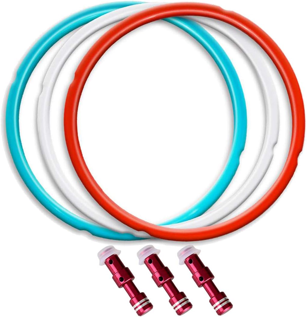 5Qt & 6Qt Pressure Cooker Accessories 3-Pack - Silicone Sealing Ring with Steam Release Valve Compatible with Instant Pot Duo, Lux, Duo Plus, Ultra, and Viva Models.