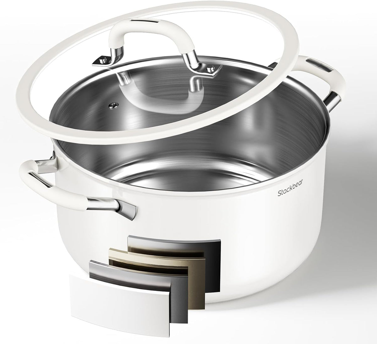 Stockpot 6 Quart, Tri-Ply 18/10 Stainless Steel Stock Pot with Lid, Induction Ready Cooking Pot for All Cooktops, Dishwasher Safe Soup Pot for Kitchen, Home, Gift for Cooker Mom and Dad