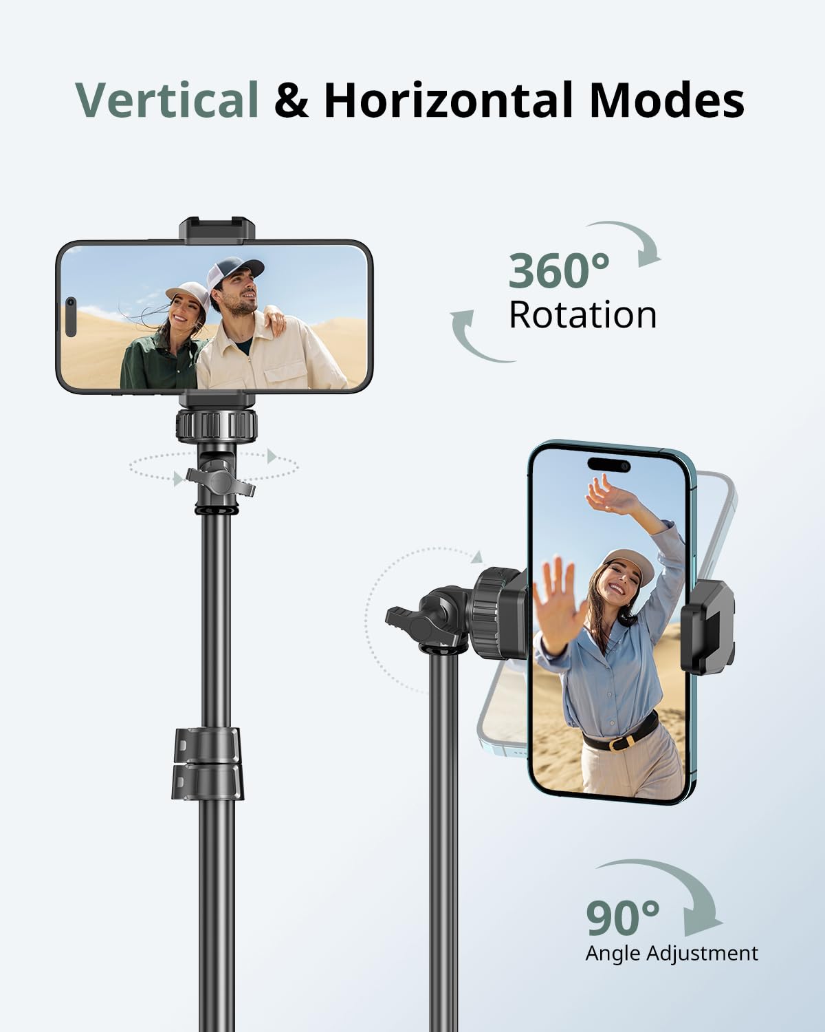 SENSYNE 62" Phone Tripod, Extendable Selfie Stick with Wireless Remote