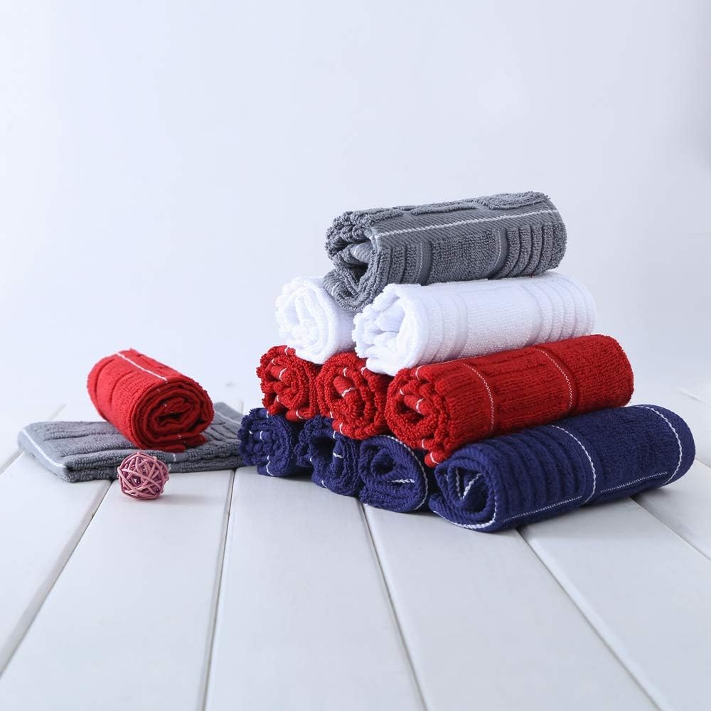 Glynniss Kitchen Dish Cloths for Washing Dishes, Cotton Dish Rags for Drying Cleaning, Pack of 8 Dishcloths (Navy Blue, 12x12 inches)