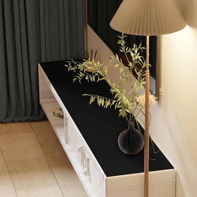 Dresser Topper - 17x84 Inch Waterproof Easy to Clean Can Conceal Flaws Protector The Table Top from Scratches Used for Coffee Table Dresser(Black+Black 17x84)