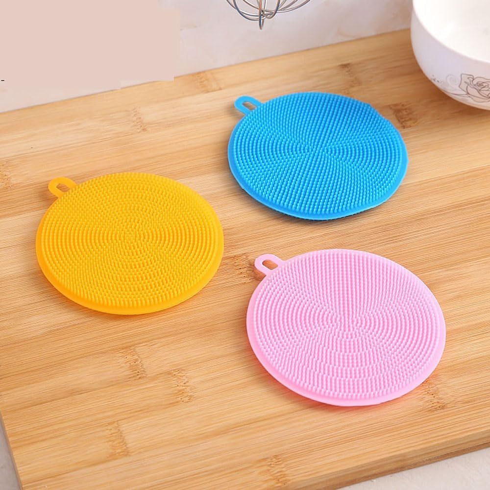 7 PCS Silicone Dish Scrubber, Kitchen Sponges, Silicone Sponge,Dish Brush, Dish sponges, Silicone Sponge Dish Sponges, Kitchen Sponge Double Sided Cleaning Sponges (blue)