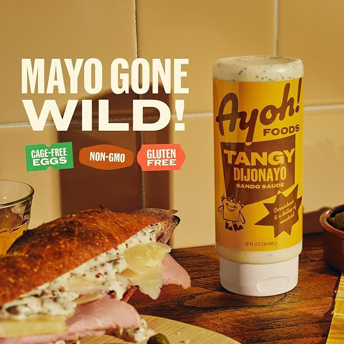 Ayoh Foods, Mayo Gone Wild, Made by Molly Baz - Easy to Squeeze, Perfect for; Sandwiches, Burgers, Fries, Nuggets, Wraps & Dips (1 Pack, Tangy Dijonayo)