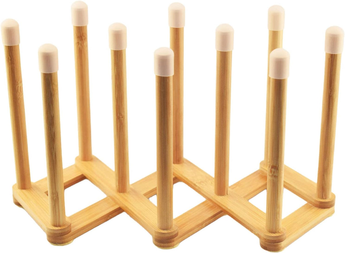 Bamboo Retractable Bottle Drying Rack Cup Dish Drying Racks,Sports Water Bottle and Mug Drainer Stand, Plastic Bag Dryer Rack and Multifunctional Drying Rack for Kitchen Countertop