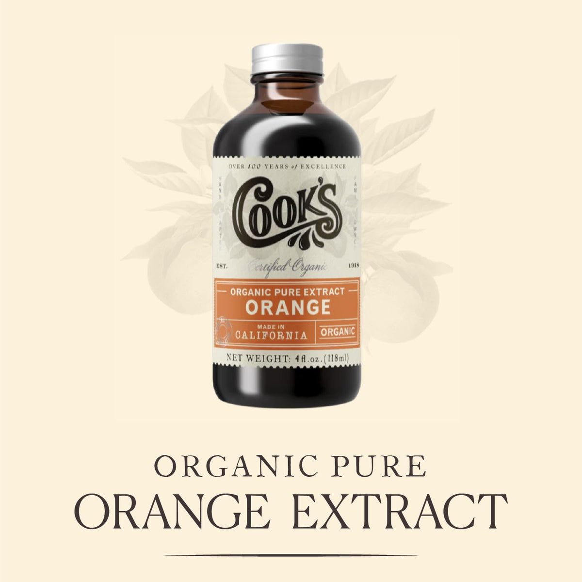 Cook's, Organic Orange Extract for Baking, Ice Cream, Cakes, Breads, 128 Ounces (1 Gallon)