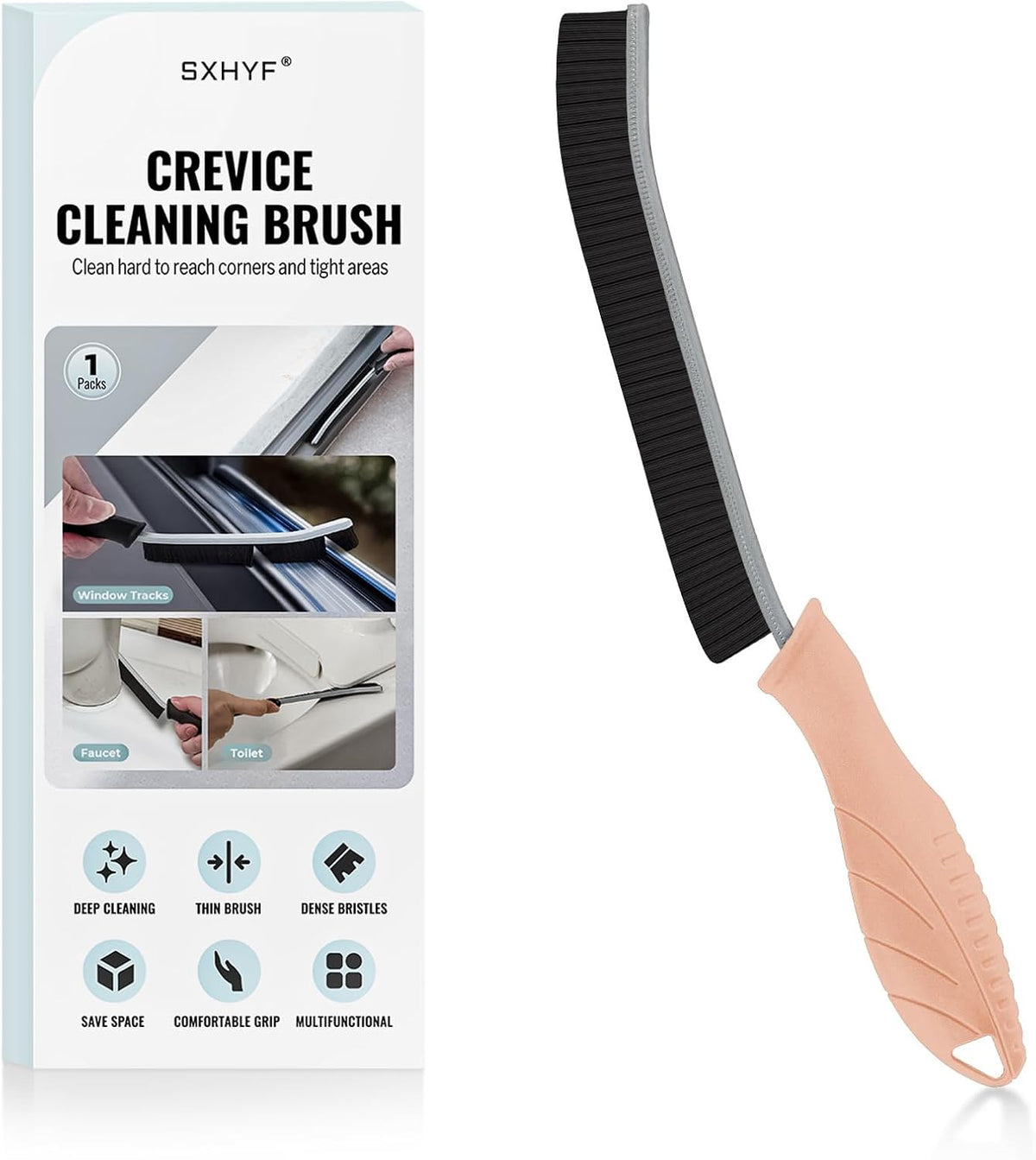 SXhyf Crevice Cleaning Brush - Grout Scrub Brush, House Cleaning Supplies, Gap Cleaning Tools, Home Essentials, Gifts for Women Men, Hard Bristle Crevice Cleaner Brush for Household Use, Bathroom