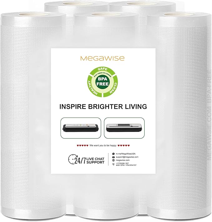 MEGAWISE Vacuum Sealer Bags (11''x 14''-25pcs) for Food Freshness Preservation, BPA Free Vacuum Storage Bags for Food or Sous Vide, Seal a Meal,Double-Sided Texture, Double Lock Freshness (25 count)