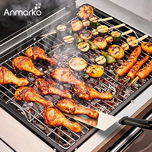 Anmarko Griddle Spatula Set - Stainless Steel Metal Spatula and Griddle Scraper - Heavy Spatula Griddle Accessories Great for Cast Iron Griddle BBQ Flat Top Grill - Commercial Grade