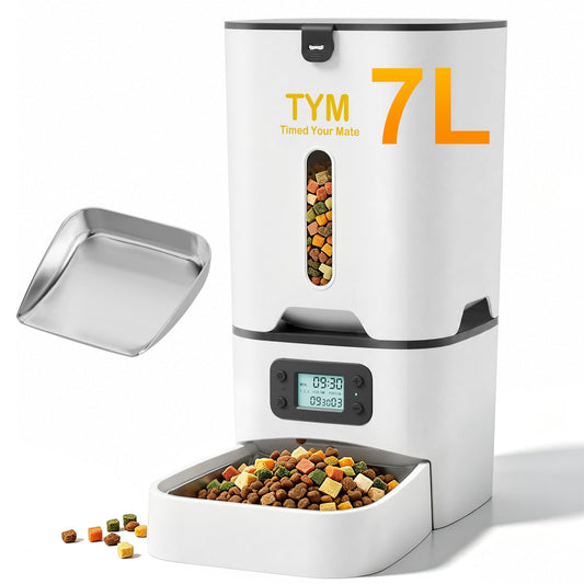 Automatic Cat Feeder 7L, 9 Meals/Day Food Dispenser for Cats Small Dog Pet