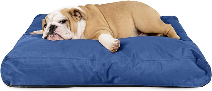 K9 Ballistics Tough Rectangle Pillow Medium Dog Bed - Removable Cover, Washable, Durable & Water Resistant Dog Bed Made for Medium Dogs 33"x27" Blue Quartz