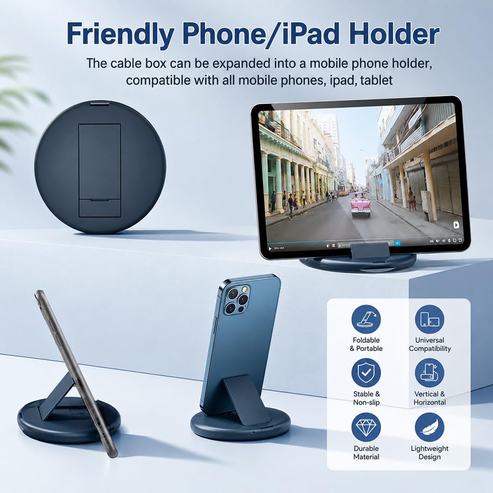 Yesimla USB C Adapter Kit, Multi Charging Cable Case Convertor USB C to iOS Device Type C Micro Adapter Data Transfer Contains Card Slot for Traveling, Use as Phone Holder(Midnight Blue)