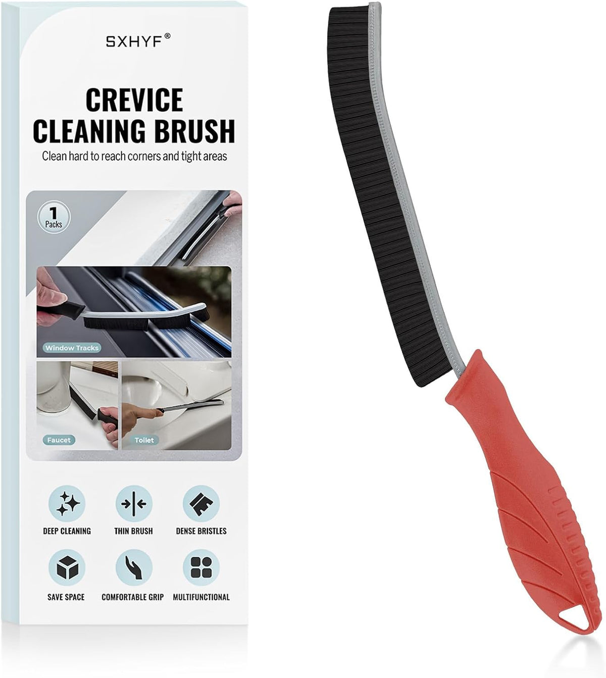SXhyf Crevice Cleaning Brush - Grout Scrub Brush, House Cleaning Supplies, Gap Cleaning Tools, Home Essentials, Gifts for Women Men, Hard Bristle Crevice Cleaner Brush for Household Use, Bathroom