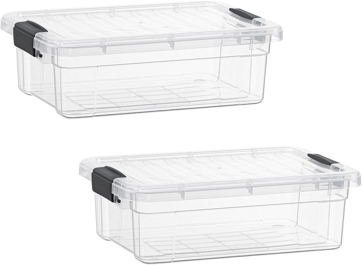 Superio Clear Storage Bins with Lids, Stackable Storage Box with Latches and Handles, Extra Small, 2 Pack 2 Quart