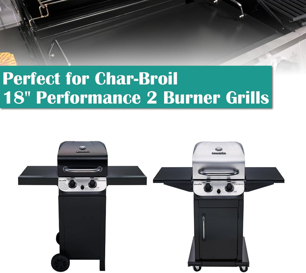 Full Size Griddle Inserts for Char-Broil Performance 2 Burner Series, Flat Top Griddle for Charbroil 463625217 463673517 463673017 463625219 463673519 Grill, Replace for G470-0002-W1 G470-0003-W1