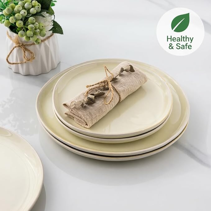 AmorArc Ceramic Dinnerware Sets,Handmade Reactive Glaze Plates and Bowls Sets,Highly Chip and Crack Resistant | Dishwasher & Microwave Safe Dishes Set, Service for 6 (18pc)