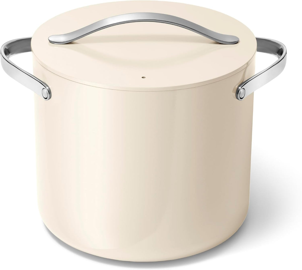 Caraway Stock Pot - 12 Qt Ceramic Coated With Lid - Free From Forever Chemicals - Large for Bigger Batches - Cream