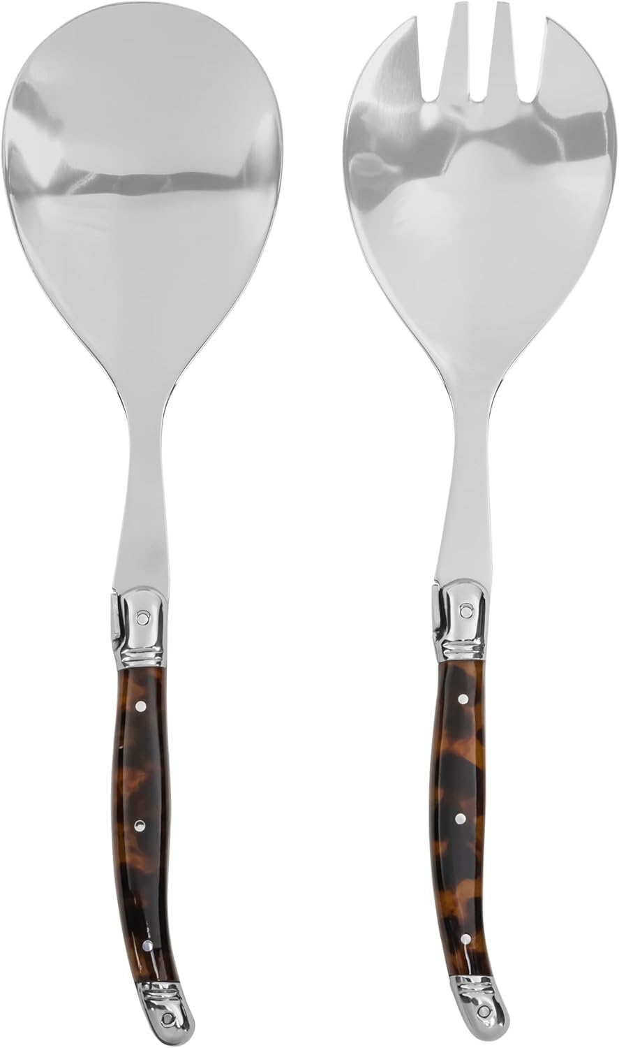French Home 2-Piece Set of Laguiole Connoisseur Tortoise Shell Salad Servers