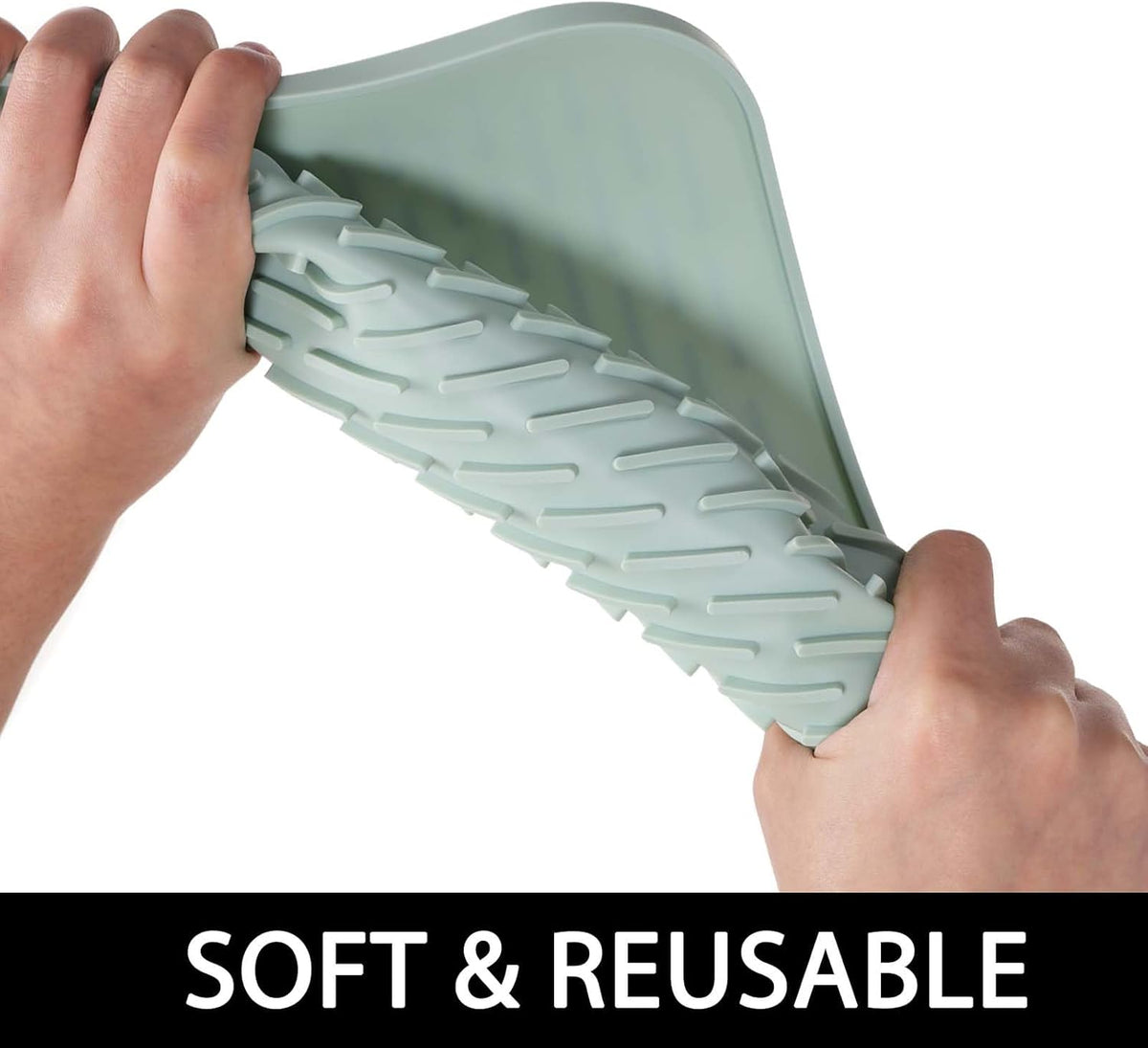 Dish Mat Silicone Dish Drying Mats Works For Drying Stemware Cocktail Glasses Silverware Pots Pans Knives and Dish Rack for Kitchen Counter Sink Bar Pads Easy to Clean (M (11.5" x 9.1") Green)
