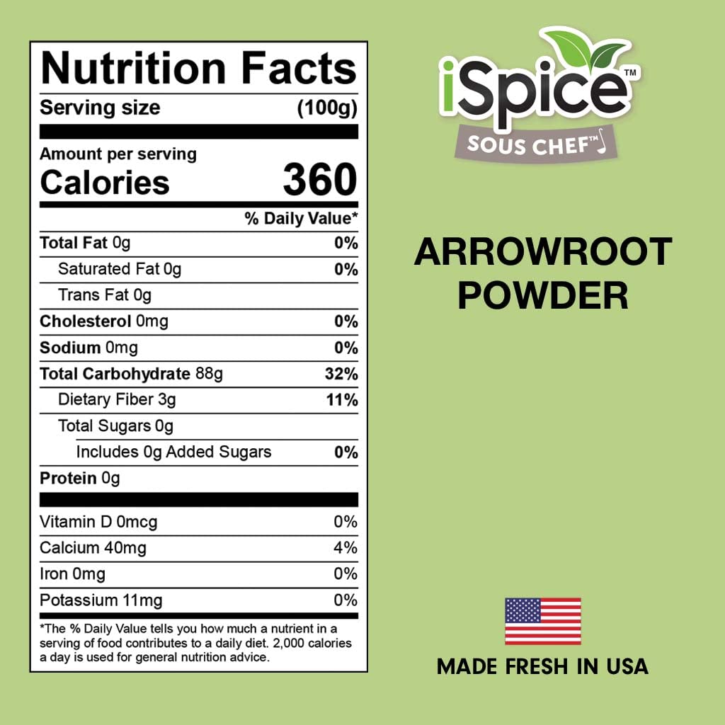 iSpice Premium Arrowroot Powder |Natural Thickener Arrowroot Flour |Gluten-Free Arrowroot Starch| Non -GMO Arrow Powder | 6oz (170g)