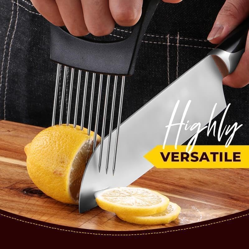 Onion Slice Holder, 2025 Upgraded Stainless Steel Onion Holder for Slicing Lemon Slicer Vegetable Cutter, Kitchen Chopper Slicing Assistant Tool for Meat, Onion, Potato, Tomato (2, C)