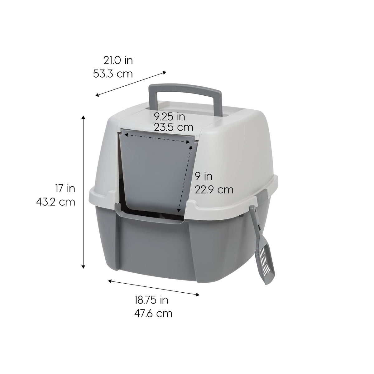 IRIS USA Large Front Door Cat Litter Box, Walk-in Entry, Gray