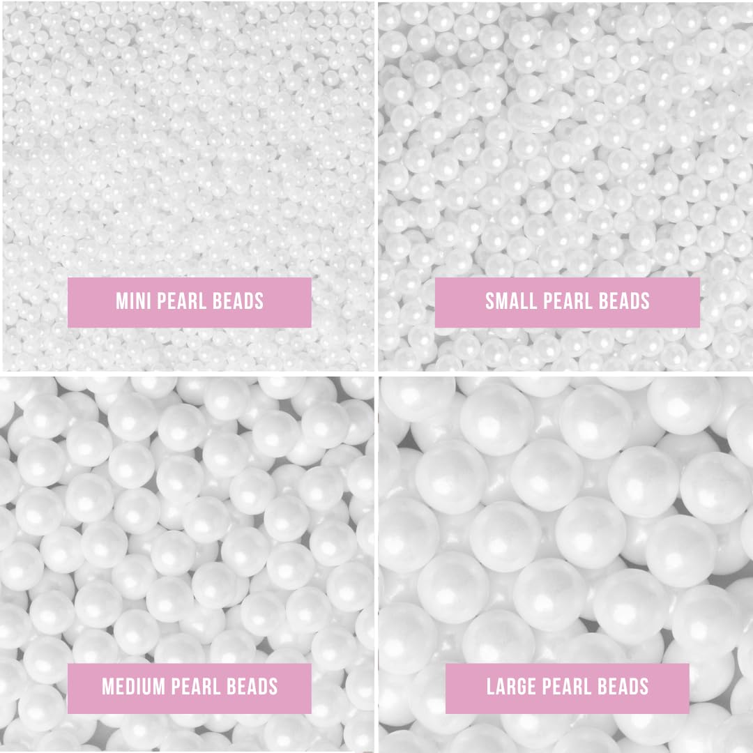 Sweets Indeed Sprinkles, White Sugar Pearl 4 Pack, 8.46 ounces, Edible Sprinkle Mix, Perfect for Cake Decorations, Baking, Ice Cream, Cookies, Cupcake Topper
