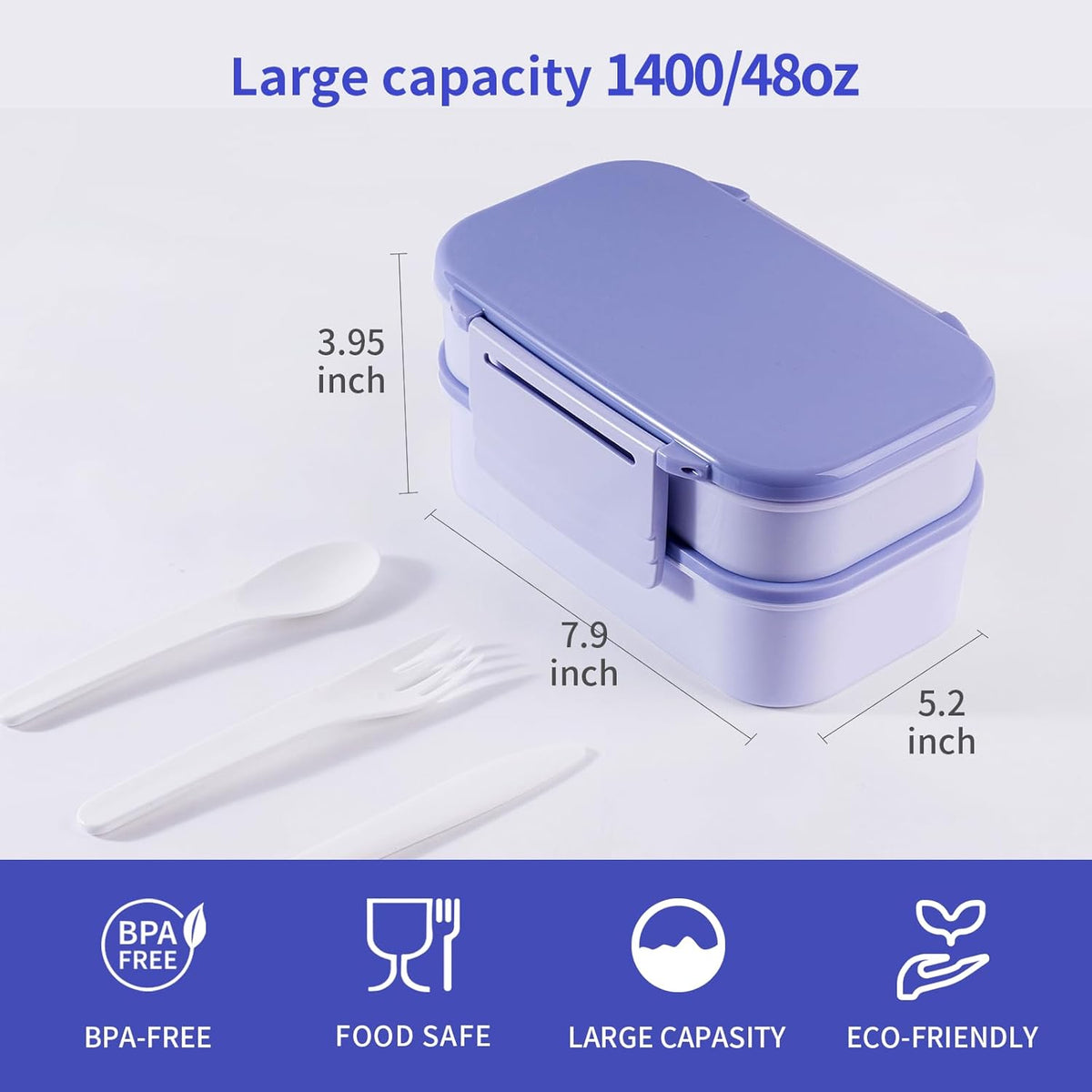Lunchneo bento box for adults, separate for men and women, set of utensils and dipping containers, cute Japanese bento box, microwave heatable(White)