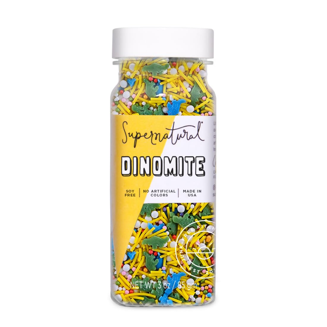 Supernatural Dinomite Natural Confetti Sprinkles, Dye-Free Dinosaur Sprinkles, No Artificial Dyes, Soy Free, Gluten Free, Vegan, 3oz