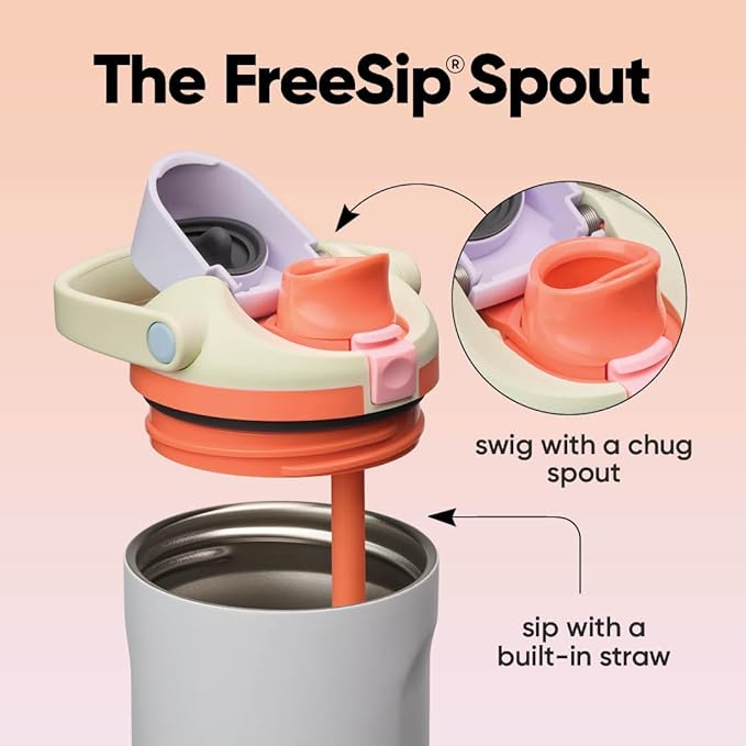 Owala FreeSip Sway Insulated Stainless Steel Water Bottle with Two-Way Spout, Built-In Straw and Bucket Handle, Made for Travel, School, and Sports, 30oz, BPA Free, Leak Proof, Beach House