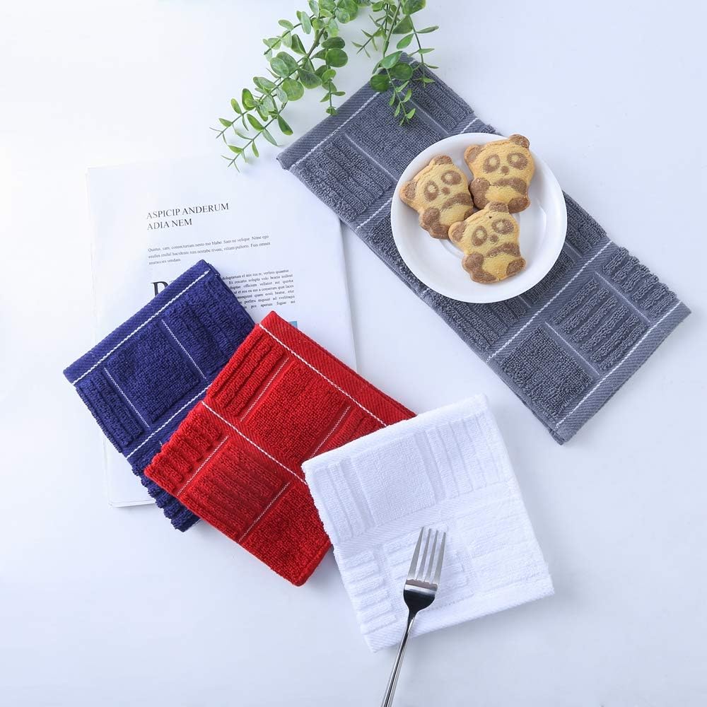 Glynniss Kitchen Dish Cloths for Washing Dishes, Cotton Dish Rags for Drying Cleaning, Pack of 8 Dishcloths (Grey, 12x12 inches)