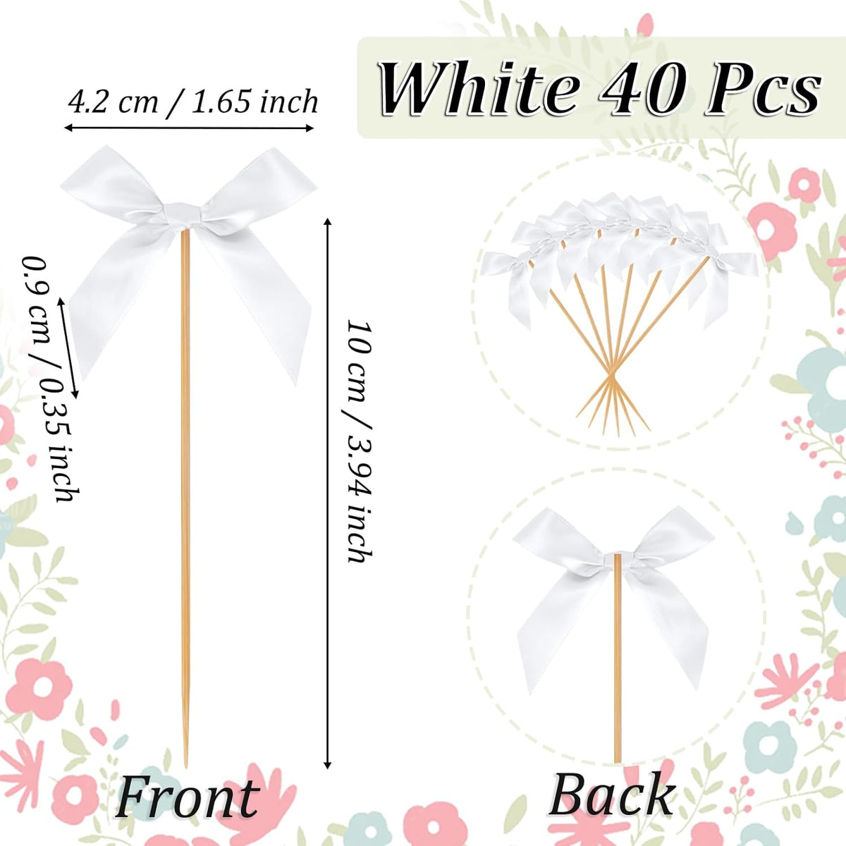 Black Bow Cupcake Toppers, 40 Pcs Bow Cake Topper Birthday Decorations Bowknot Cupcake Picks for Coquette Theme Party Decoration Bachelorette Bridal Engagement Wedding Baby Shower Party Decor