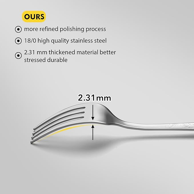 40 Piece Silverware Set, Service for 8, EIUBUIE Premium Stainless Steel Cutlery Set, Mirror Polished Flatware Sets with Pattern Handle, Modern Kitchen Eating Utensils Sets