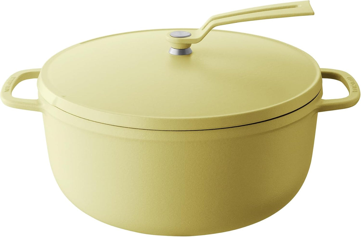 Vermicular Oven Pot 2.0 | Lightweight Enameled Cast Iron Pot | 26cm (5.9 Qt) | Non-Toxic | Induction-compatible | Dutch Oven | Made in Japan | Matte Chamomile Yellow