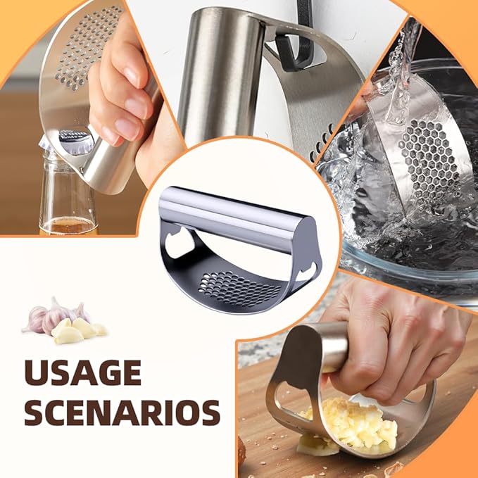 2025 Upgraded Garlic Press Stainless Steel, Garlic Press Rocker Professional Kitchen Gadgets Garlic Mincer Garlic Crusher, Heavy Duty Mincer Tool Garlic Chopper Garlic Presser Mincer (2Sets)