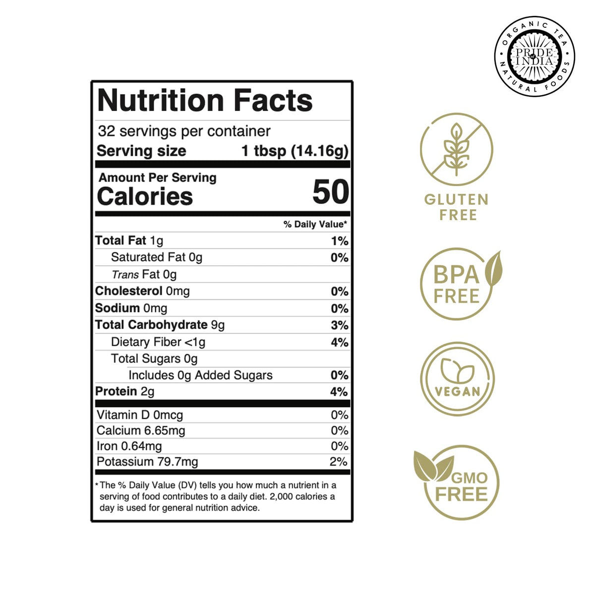 Pride of India- White Bolivian Quinoa Flour 1 lbs (454 gm) Nutty Earthy Taste Freshly Milled in Small Batches | Used for Baking Pizza Crust Thickening Agent Coating | Vegan, Gluten-Free