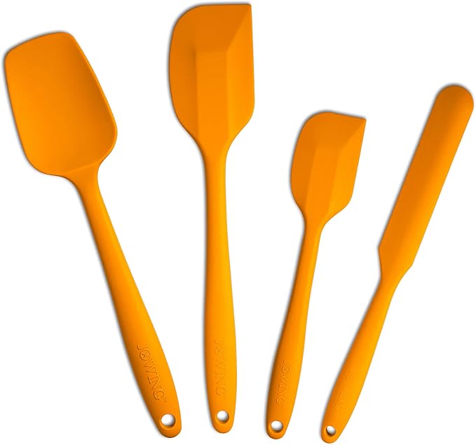 4 Piece Silicone Spatula Set, Flexible Heat Resistant Non-scratch Baking Cooking Rubber Spatulas with Stainless Steel Core, Orange